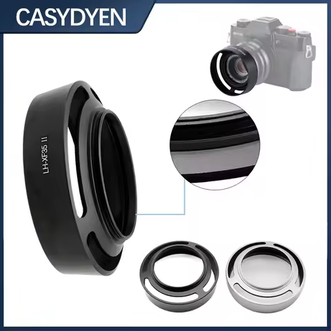 Camera Metal Lens Hood Vented Wide-angle 43mm Screw-in Lente Protect For Fuji XF 35mm/23mm f/2 R WR 