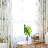 DERMYEN 1PCS Semi-Blackout window langsir custom curtain Pastoral simple modern country cotton and l