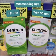 Centrum multivitamin supplement, Centrum Advance & Centrum Advance 50+ 100 tablets