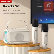 Newmsnr Dual Microphone Karaoke Speaker Sound System Wireless Bluetooth Lossless Sound Amplifier Bluetooth Speakers With 2 Wireless Microphones Outdoor Family KTV Stereo Mic Big Sound Speaker Set Karaoke Player bluetooth 5.0 Wireless Microphone Speaker