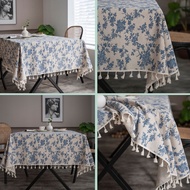 Khăn trải bàn decor vải canvas bố mộc thô xanh dương Nhà Xinh Decor BD phong cách vintage homestay