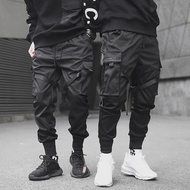 Trendy Brand Men's Casual Tactical Jumpsuit Cargo Pants Loose Fit Korean Style Suspender Shorts Hidd