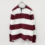 RALPH LAUREN RUGBY เสื้อรักบี้แขนยาว สีแดง-ขาว ไซส์ S สินค้ามือสอง
