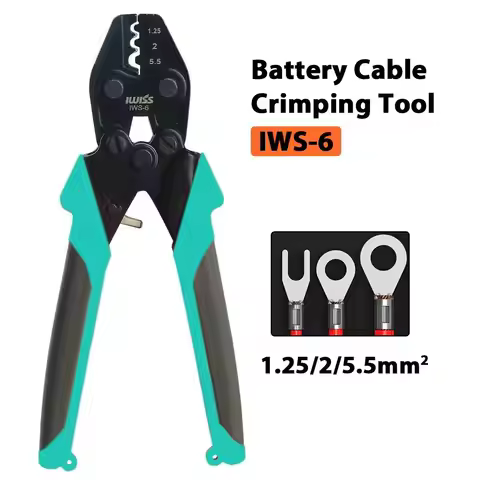 iCrimp Non Insulated Terminal Crimper, IWS-6 Ratchet Wire Crimper Tool for Copper Butt Connector, Sp
