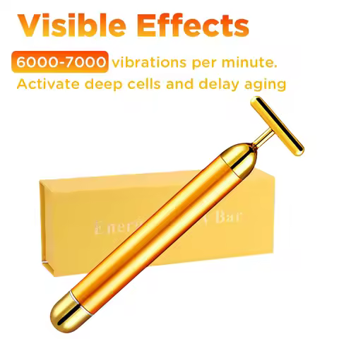 T-Shape Electric Sign Face Massage Tools 24k Gold Beauty Bar Anti-Aging Facial Roller Vibration Skin