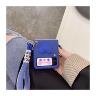 INS Fashion Blue Love Bracelet Hand Strap Matte Skin Phone Case Cover For Samsung Galaxy Z Flip 4G 4