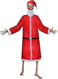Mumucove 3 Pcs 12 ft Skeleton Clothes Accessories Skeleton Santa Claus Suit Outfit 12 ft Christmas S