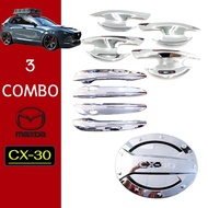 !!HOT Sale!! [SETรวม] ชุดแต่ง Mazda Cx-30 เบ้าประตูมือจับประตูฝาถัง ชุบโครเมี่ยม ของแต่ง Cx30    JR3