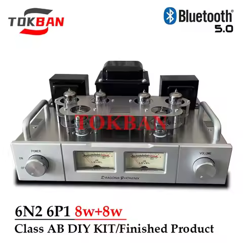 Tokban 6n2 6p1 Vacuum Tube Amplifier 8w*2 High-power Vu Meter Bluetooth 5.0 Push-pull 2.0 Class AB A