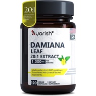 Damiana Capsules 1000mg 120 Count Damiana Leaf Extract 20:1 Herbal Supplement Plant Based Botanical 