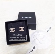 Chanel 經典淡金色珍珠閃石CC耳環 Classic pearl crystal cc earrings