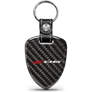 Real Black Carbon Fiber Large Shield-Style Key Chain Official Licensed for Chevrolet Corvette C8 Z06