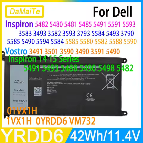 YRDD6 Laptop Battery for Dell Inspiron 3493 3501 3793 5480 5481 5493 5585 5594 7586 OYRDD6 VM732 OVM