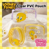 [DAISO KOREA] Looney Tunes Tweety Bird Clear PVC Pouch - Aesthetic Transparent Makeup Bag, Kawaii Wa