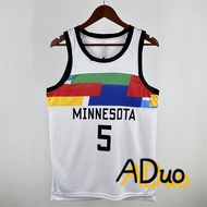 Hot pressed Minnesota Timberwolves NBA #5 Anthony Edwards 2023 white city Edition basketball Jersey