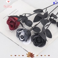 FKILLA Artificial Black Roses Fake Flowers, Black and White Roses DIY Cemetery Roses, Creative Long 