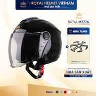 [GLOSS BLACK] Genuine Royal M777K 3/4 Helmet with Goggles, Helmet for Men and Women for Motorcycle R