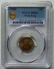 PCGS MS64, 香港1980年2毫硬幣一枚