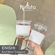 [TANATA]ENISHI Tumbler Takeaway Cup Clear Drink Bottle Tumbler Aesthetic Office Water Transparent Starbucks Coffee Cup Aesthetic Minimalist Coffee And Tea Drinking Bottle