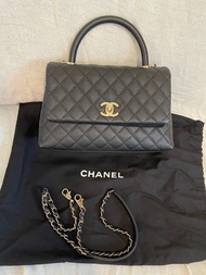 Chanel Coco Handle Medium Black Gold Caviar Leather中號荔枝皮