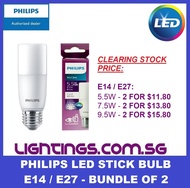 Philips LED Stick Bulb E27/E14-2PACK