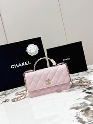 Chanel 香奈兒 粉色珍珠手柄鏈條包 粉色包包