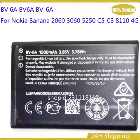 Original 1500mAh BV 6A BV6A BV-6A Battery For Nokia Banana 2060 3060 5250 C5-03 8110 4G Batteries Ba