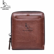 [Cc wallet] 2021 New Men Leather Wallet Zipper Business Credit Card Holder RFID Blocking Pocket Coin Purse Wallet Male High Quality