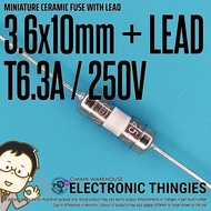 3.6x10mm 250V T6.3A SLOW CERAMIC FUSE FUSE CERAMIC FUSE 6.3A 3.6x10 CERAMIC FUSE