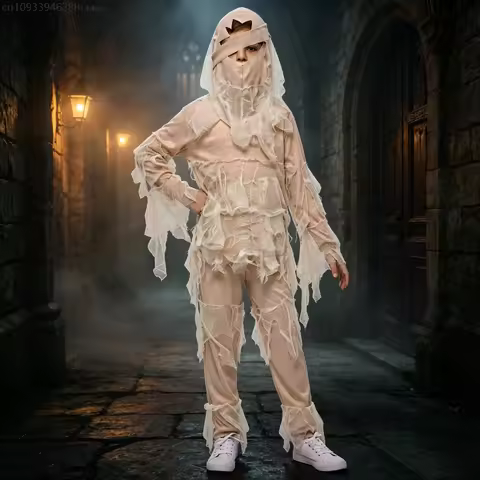 Unisex Horror Halloween Egyptian Mummy Cosplay Costume Scary Death Party Stage Performance Zombie Ta