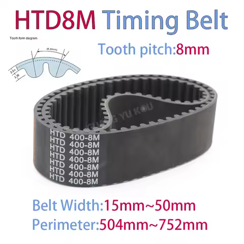 HTD8M Rubber Timing Belt Width15-50mm Length 8M504 512 520 528 536 544 552 560 568 576 584 592 600 6