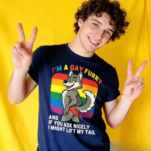 Retro Casual Gay Furry Pride Tshirt Funny LGBTQ Shirt I'm A Gay Furry Tee Gay Rights Gift T-shirt Ra