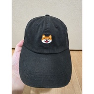 Black AIGHT Hat With Shiba Dog Embroidery Very Cute 2nd Hand.