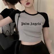 palm angel  vintage fairycore gothic  crop top Woman yk2 kawai gothic  aesthetic tee  clothes