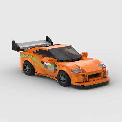 370pcs MOC Supra MK4 Sports Car Vehicle Racer Building Blocks Fast & Furious Brick Creative Garage T