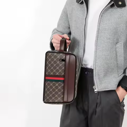 Vintage Style Men's Bag Clutch High Quality PU Leather Clutch Bags Waist Bag For Men Fashion Casual 