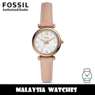 (OFFICIAL WARRANTY) Fossil ES4699 Carlie Mini Three-Hand Rose Gold-Tone Case Blush Leather Womens Wa