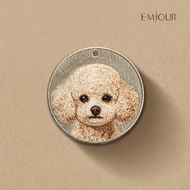 EMJOUR Double-Sided Embroidered Charm-Cream VIP | Gray Green | Toy Poodle Poodle Dog Pet Dog Souveni