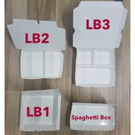 ♞Spaghetti Box / LB-1 /LB-2/ LB-3 / Paper White Laminated Meal Box Meal (25pcs per pack)