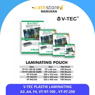 V-TEC Laminating Pouch Premium 100 Micron - Laminating Plastic A3 A4 F4 FC ID Card - Contents 100 Sh