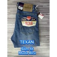 Seluar Jeans TEXAN Slim fit 100% Original 838-uB32-WLB Warna Muda Biru ada getah free Holder👍