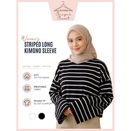 [KOREAN][CC] Women Loose Striped Sweatshirt Oversized Long Sleeve Baju Sweatshirt Woman Sweater Swee