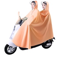 Raincoat Electric Motorcycle Battery Car Men and Women Double Mother and Child 2 People plus Size Long Full Body Rainproof Poncho Soft