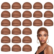 Dark Brown Wig Caps for Women, Stocking Wig Cap for Lace Front Wig, Bald Cap for Wig, 24 Pieces