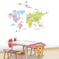 World Map in Pastel Color Décor Art Wall Sticker for Modern Home Office, World Map Wall Sticker - PS 58200