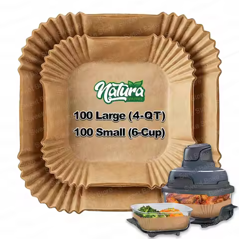 Air Fryer Liners Disposable Fits for Ninja Crispi 4-in-1 Portable Glass, Square Parchment Paper Shee