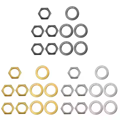 Guitar Input Output Jack Nut Lock Washer Kit Iron 9mm M9 Electric Jack Nut for Bass and Guitar