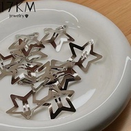 17KM Y2K Star Hair Clip Set for Women Simple Silver Hair Clamp Bangs Girls Hair Accessories