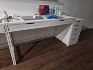 IKEA 白色 ALEX 書枱與抽屜組合