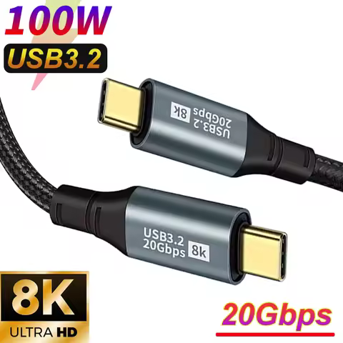 PD100W USB 3.2 20Gbps Thunderbolt 3 Type C to Type C Cable 8K 60Hz 2M 3M for iPhone 15 Pro Max MacBo